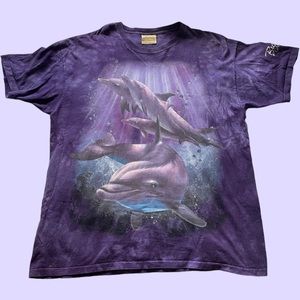 Vintage 90s Busch Garden Dolphins Purple Tie Dye T-shirt